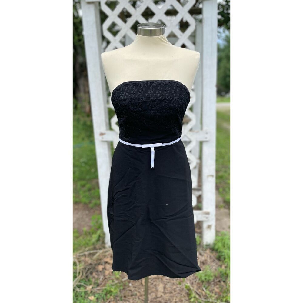 DBY Ltd 90’s Y2K Black Strapless White Bow 3/4